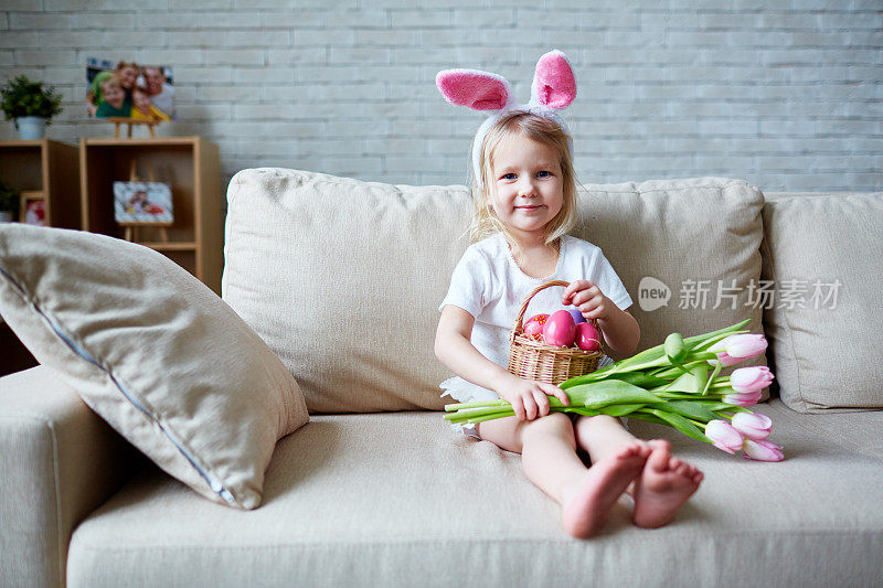 沙发上的复活节兔子