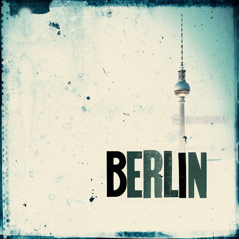柏林电视塔拼贴画-垃圾摇滚风格