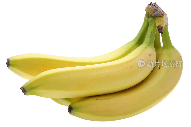 白色背景上孤立的一串香蕉