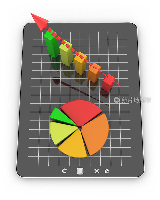 带条形图的平板电脑