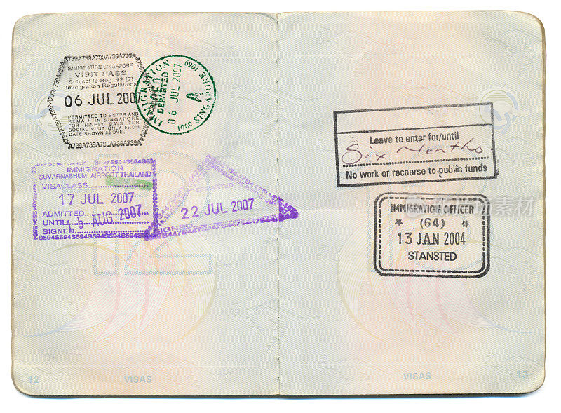 邮票护照页