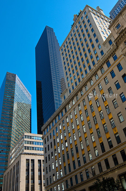 曼哈顿中城摩天大楼，混合时代和风格，纽约市