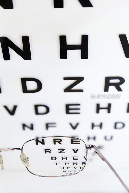 配镜师的视力表和眼镜显示视力清晰