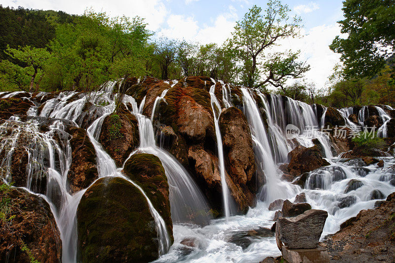 九寨沟瀑布景观，四川，中国