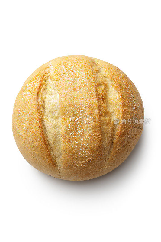 面包:白面包卷孤立在白色背景