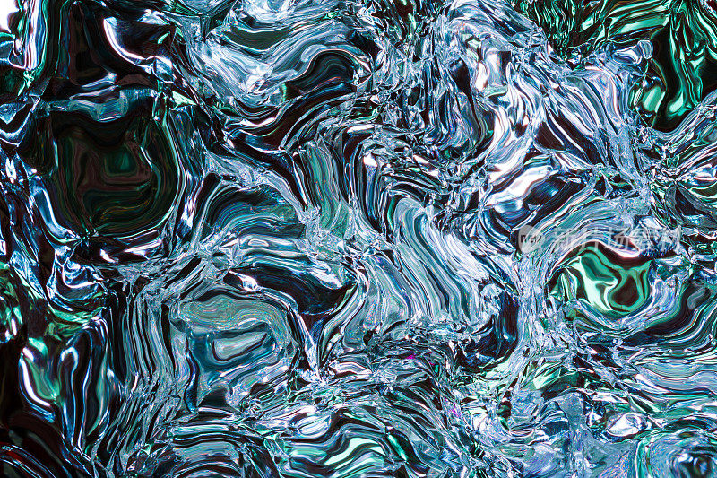 生动的波浪纹理类似水面，玻璃或冰
