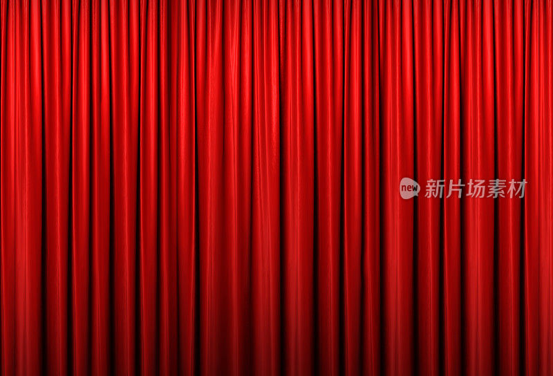 红色舞台幕布，3d插图