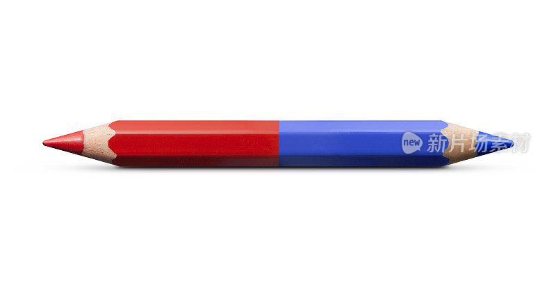 经典的红色和蓝色格子铅笔在白色的背景