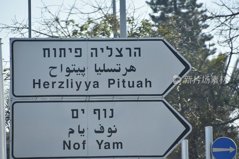 以色列荷兹利亚的路标