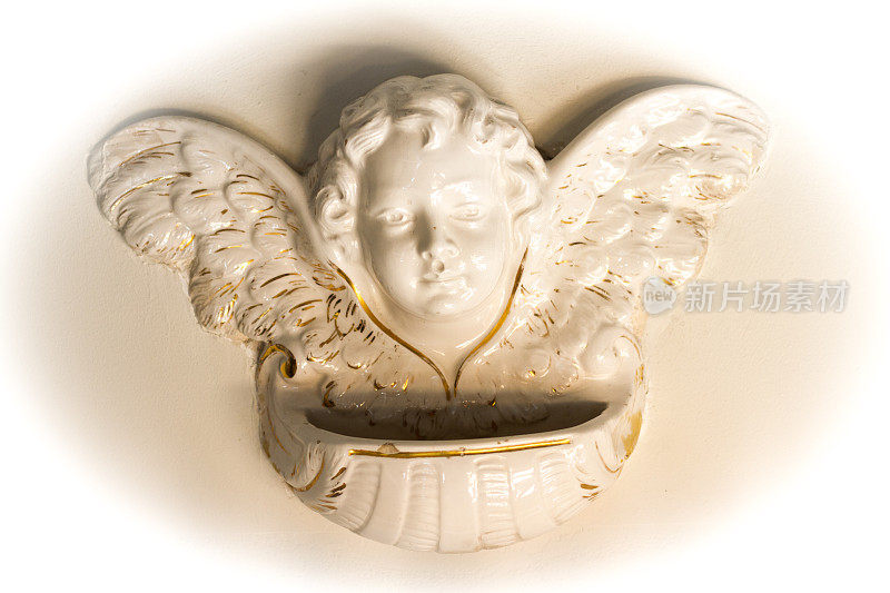 意大利:白色陶瓷小天使圣水盘