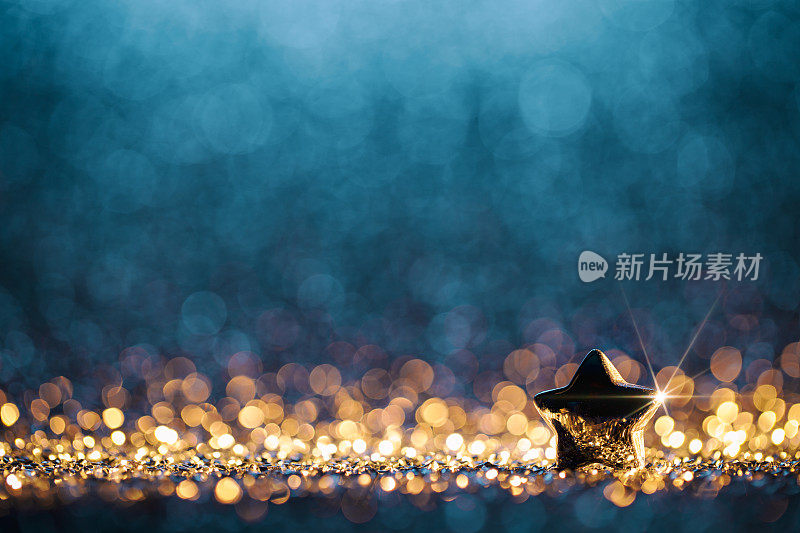 圣诞星-散焦装饰金蓝色散焦