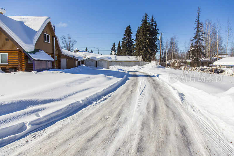 雪景,雪,道路,小木屋