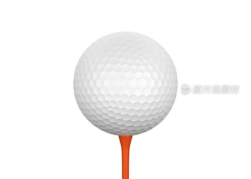高尔夫球和tee孤立在白色背景