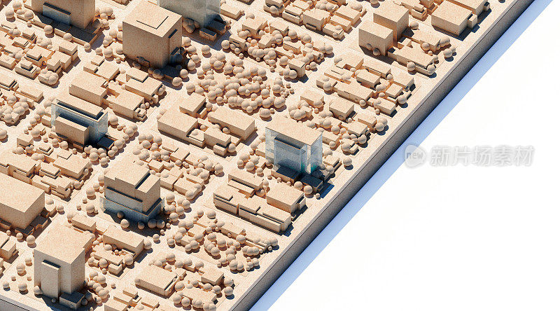 一个郊区的三维模型，城市规划设计