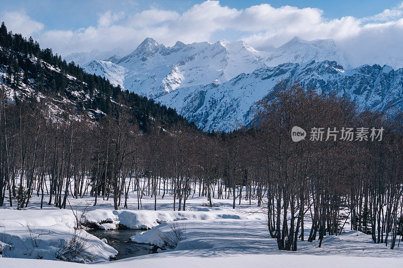 越野滑雪道的高架视图