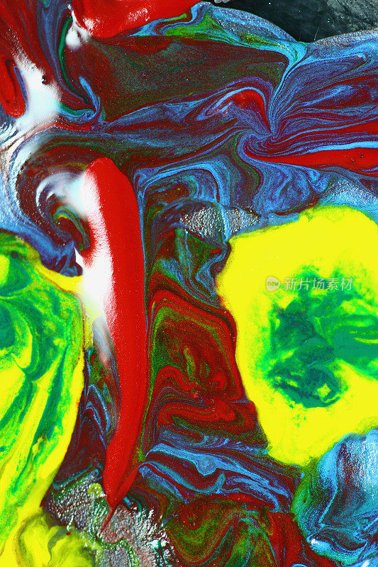 抽象的背景，色彩液体在动态流动和独特的形状的线。