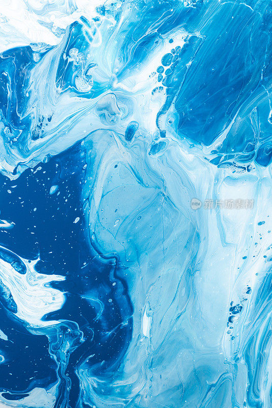 丙烯倒抽象艺术-蓝色大理石