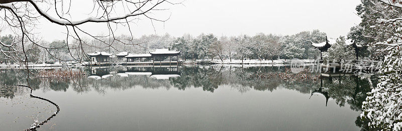 杭州西湖冬雪风光