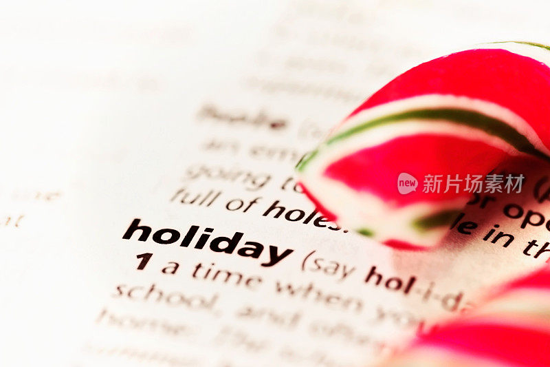 字典上说节日，糖果手杖旁边意味着圣诞节时间!