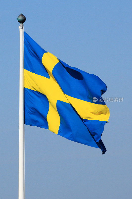 瑞典国旗在风中飘扬