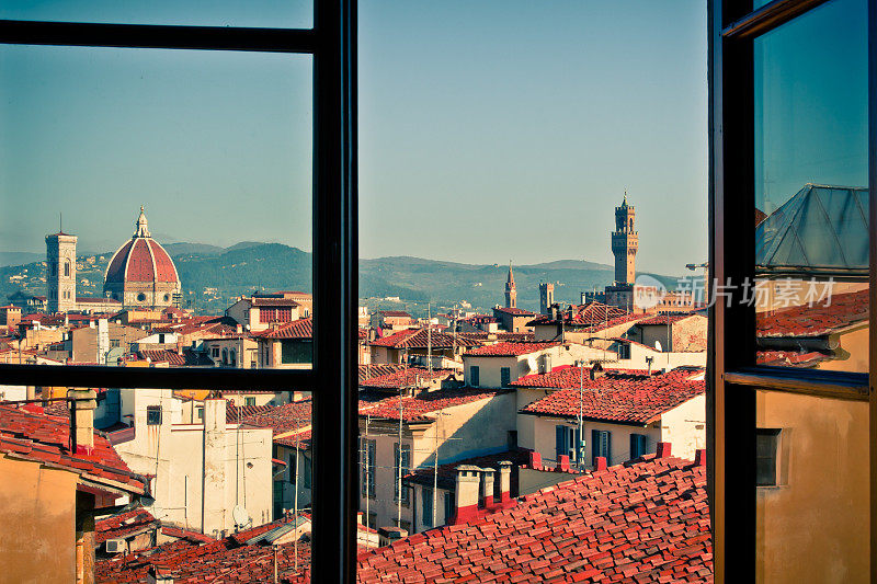 打开意大利佛罗伦萨的城市景观之窗