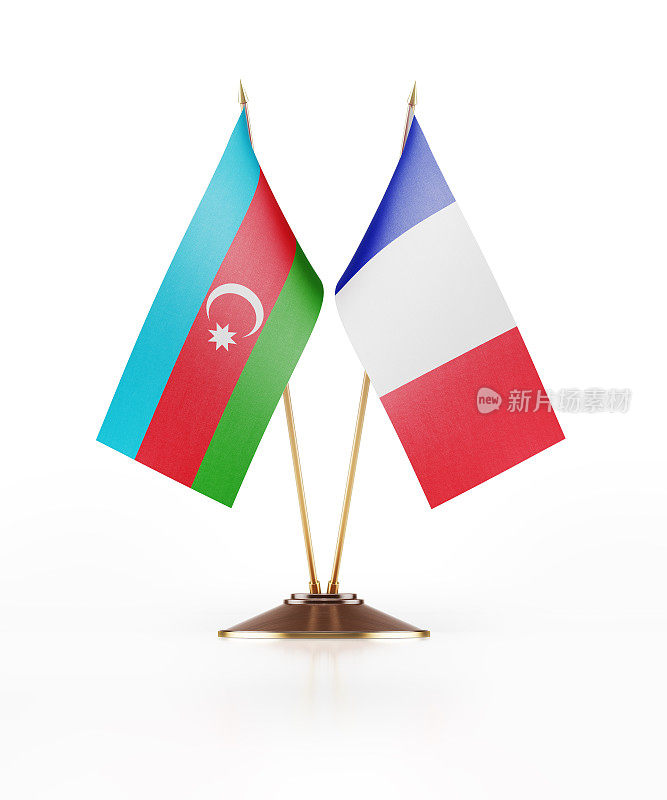 阿塞拜疆和法国的微型国旗