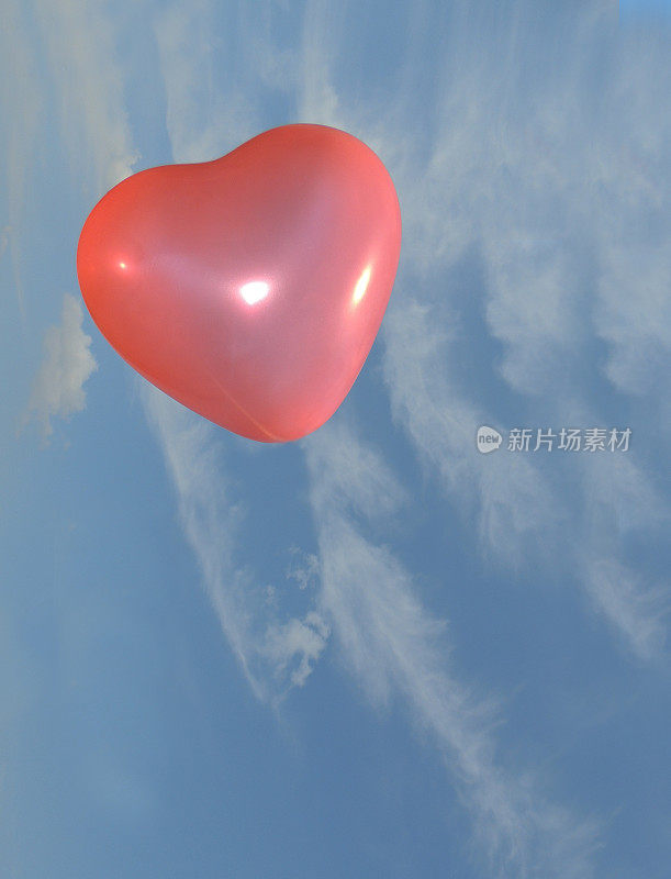 复古蓝天上的心脏气球