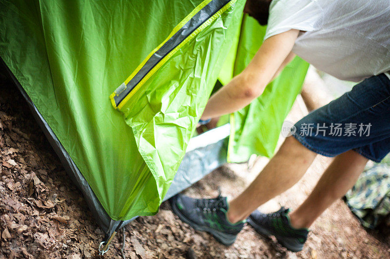 帐篷安装、自然、准备、露营