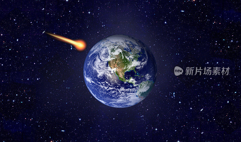 小行星对地球的攻击。这张照片的元素是由美国宇航局提供的