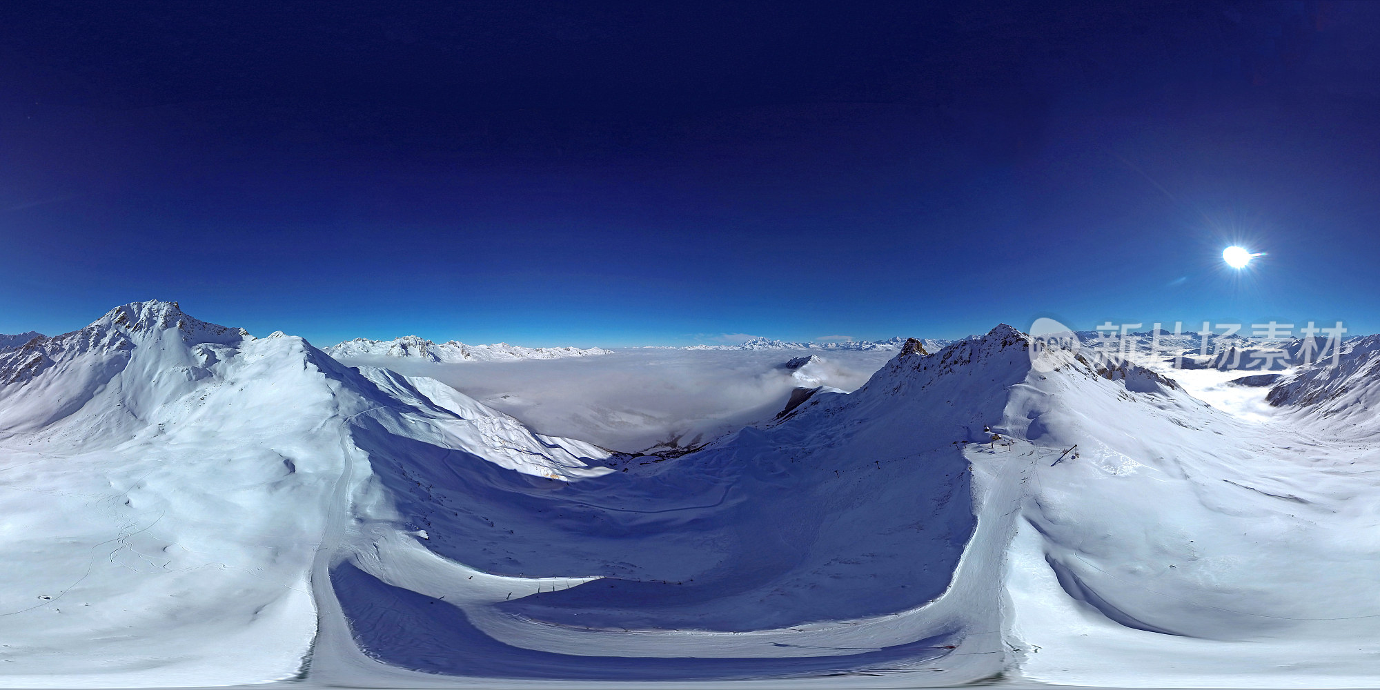 航拍法国阿尔卑斯山瓦莫雷勒360度全景