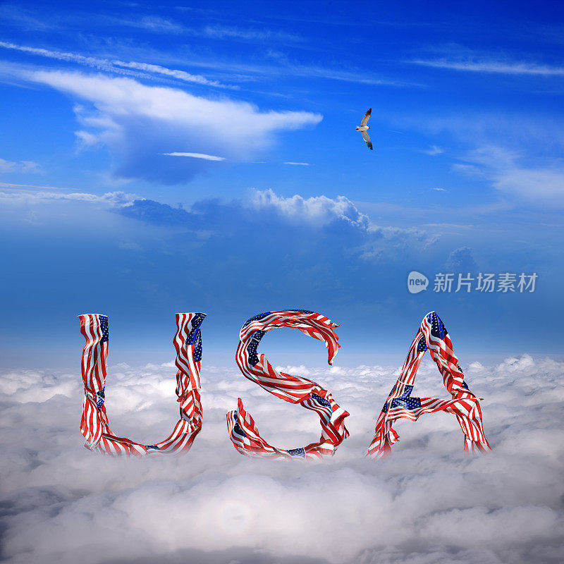 美国国旗在云上