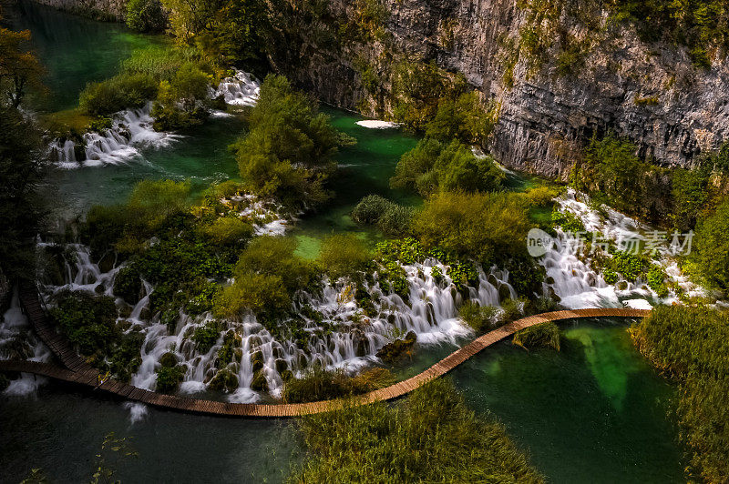 克罗地亚，普利特维茨湖国家公园的瀑布