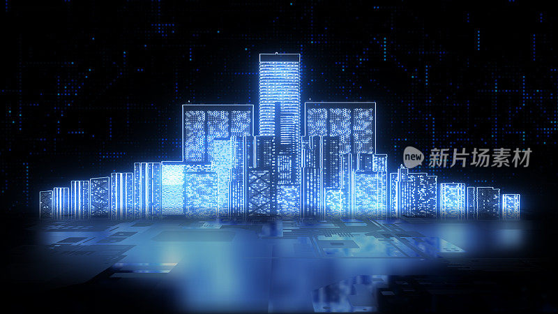 智慧城市未来技术互联网连接数字数据背景，3d渲染