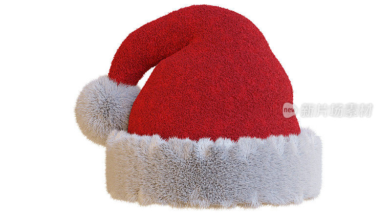 红色圣诞老人帽子孤立的白色背景与修剪路径。新年，圣诞节，节日，冬季和礼物概念