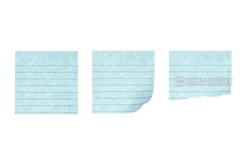 空白的蓝色贴纸备注隔离在白色背景与剪切路径。