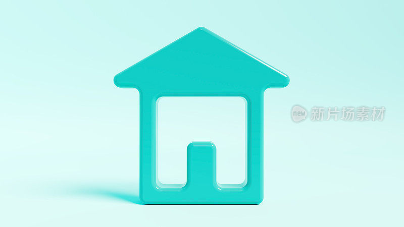 一个房子图标蓝色在孤立的设置，购房主题，3d插图