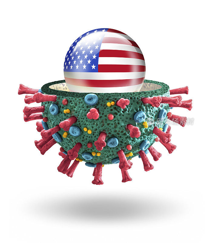 冠状病毒COVID-19微观宏观模型与美国国旗