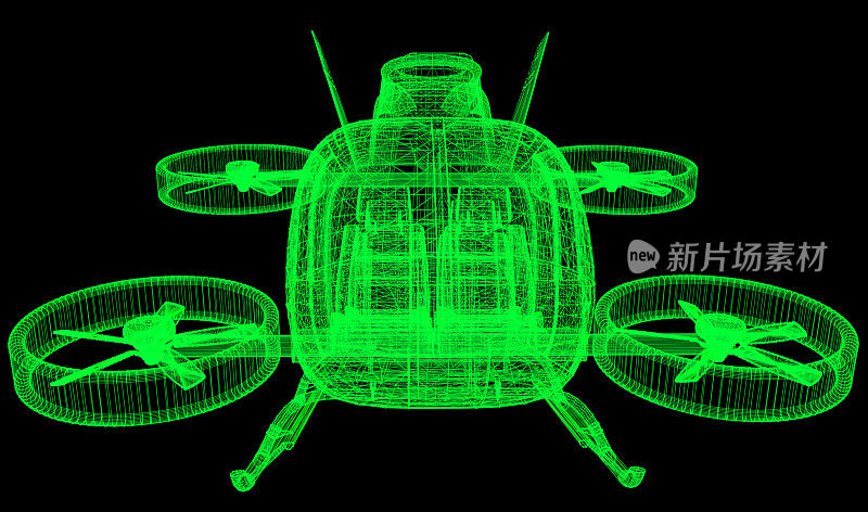 前视图的飞行3D概念直升机设计