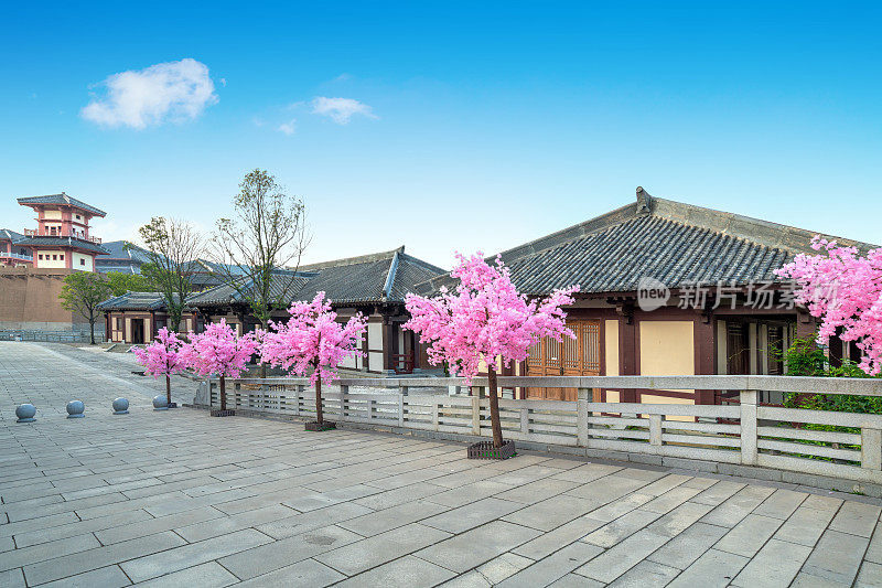中国贵州隋唐遗址公园的古典建筑。