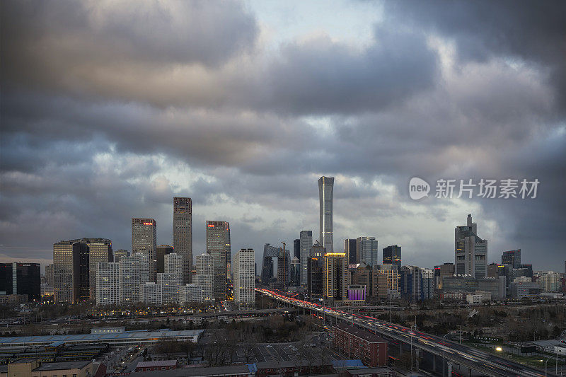 北京中央商务区高楼大厦天际线，北京中国城市景观