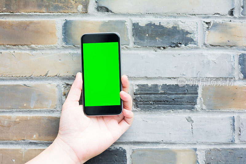 智能手机的绿色和空白屏幕。