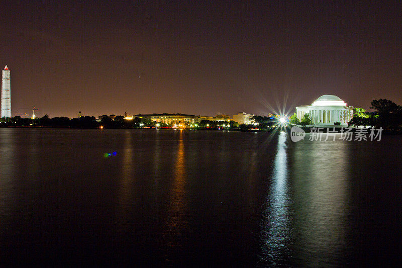 华盛顿特区国家广场和国会大厦倒影在水面上