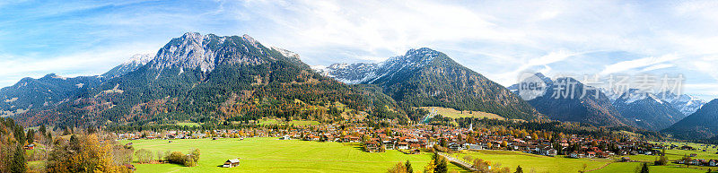 阿尔卑斯山全景，德国巴伐利亚Oberstdorf