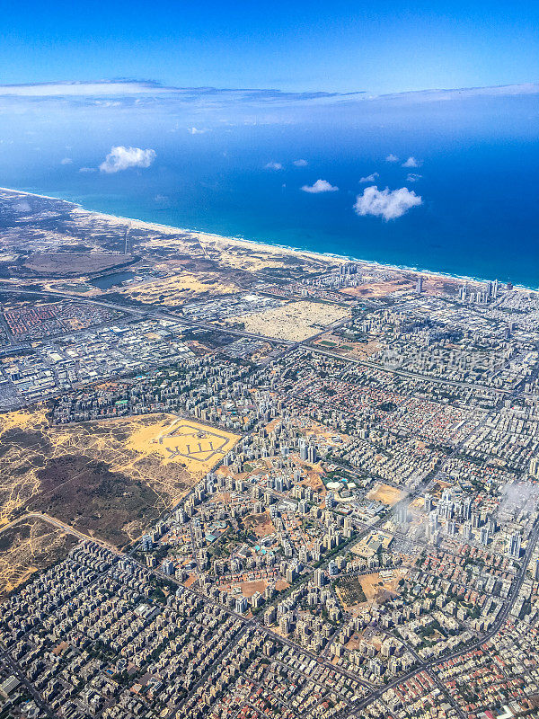 以色列特拉维夫海岸线鸟瞰图