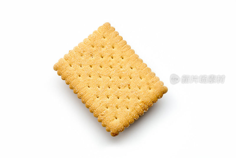 高角度拍摄黄油饼干孤立在白色