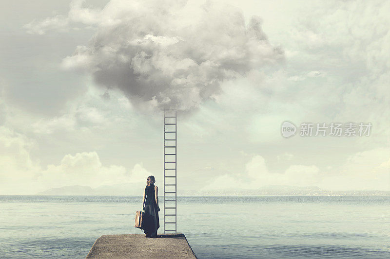 优柔寡断的女人不知道是否可以从天上爬上梯子到达一个不抱幻想的目的地