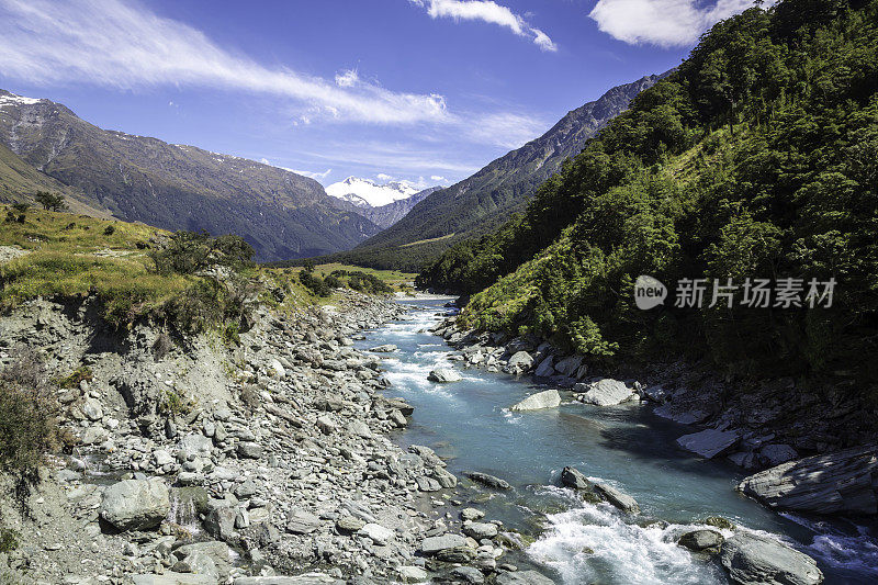 罗伯罗伊冰川徒步旅行路线全景景观，瓦纳卡，南岛新西兰