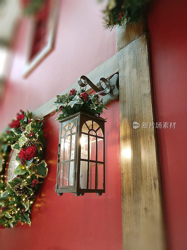 古董圣诞灯吊灯圣诞老人的房子