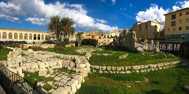 西西里岛奥提嘉:阿波罗神庙考古遗址(全景)