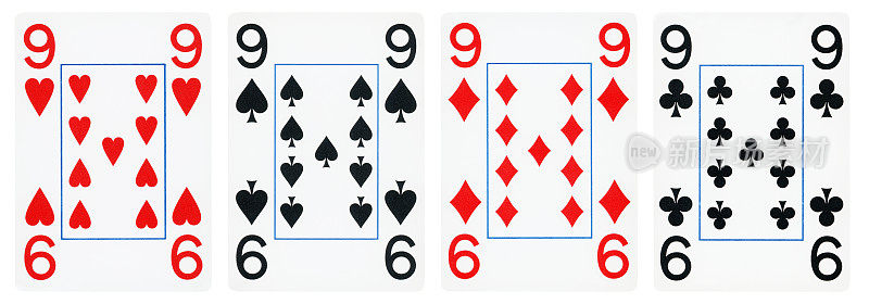 九张牌中的四张，孤立的